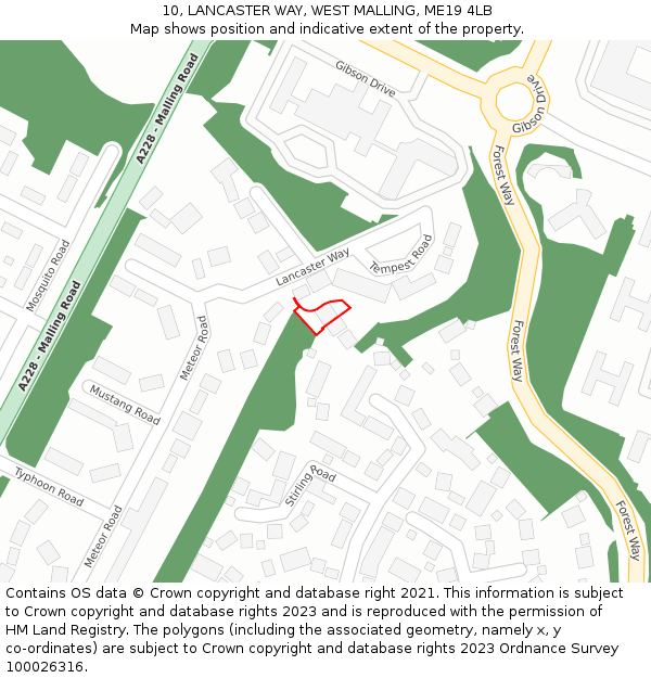 10, LANCASTER WAY, WEST MALLING, ME19 4LB: Location map and indicative extent of plot