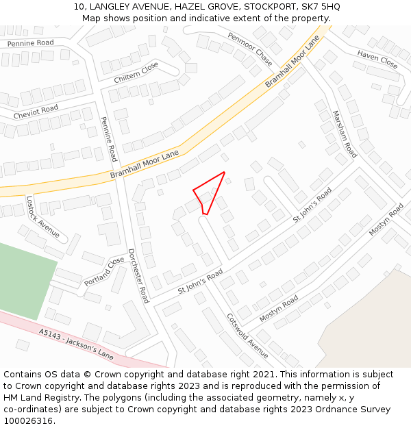 10, LANGLEY AVENUE, HAZEL GROVE, STOCKPORT, SK7 5HQ: Location map and indicative extent of plot