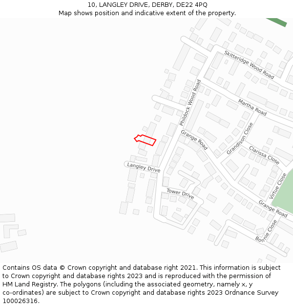 10, LANGLEY DRIVE, DERBY, DE22 4PQ: Location map and indicative extent of plot