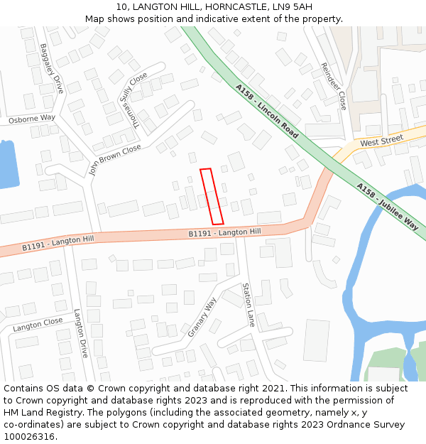 10, LANGTON HILL, HORNCASTLE, LN9 5AH: Location map and indicative extent of plot