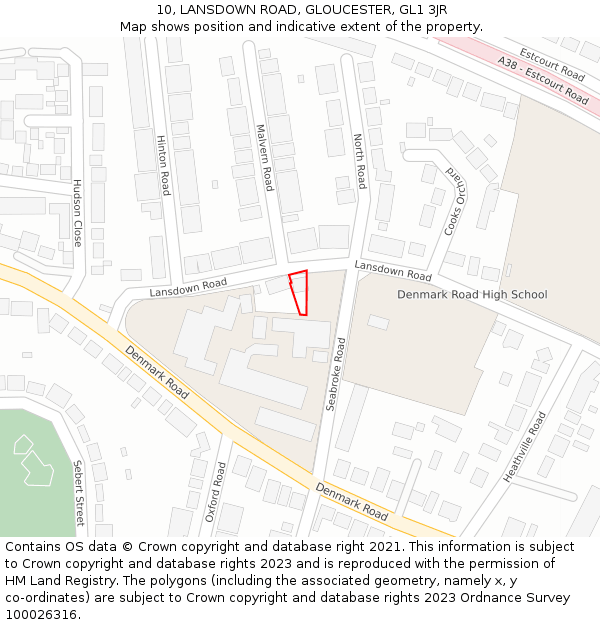 10, LANSDOWN ROAD, GLOUCESTER, GL1 3JR: Location map and indicative extent of plot