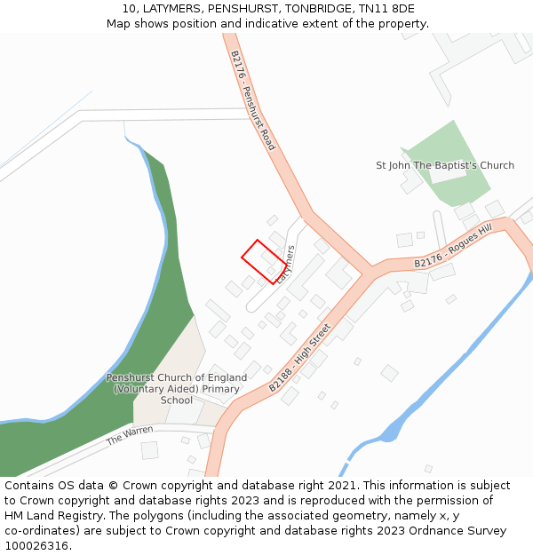 10, LATYMERS, PENSHURST, TONBRIDGE, TN11 8DE: Location map and indicative extent of plot