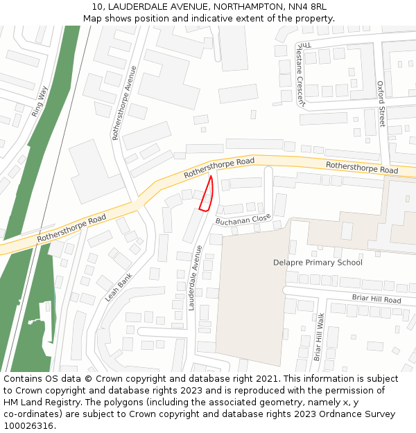 10, LAUDERDALE AVENUE, NORTHAMPTON, NN4 8RL: Location map and indicative extent of plot