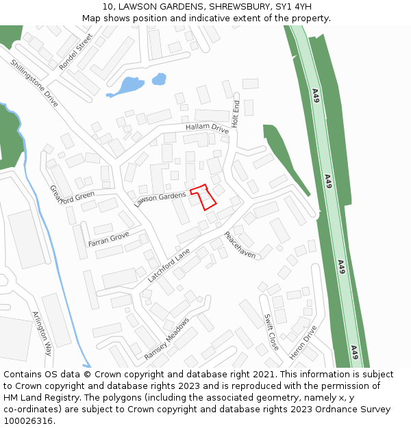 10, LAWSON GARDENS, SHREWSBURY, SY1 4YH: Location map and indicative extent of plot