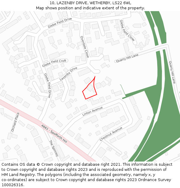 10, LAZENBY DRIVE, WETHERBY, LS22 6WL: Location map and indicative extent of plot
