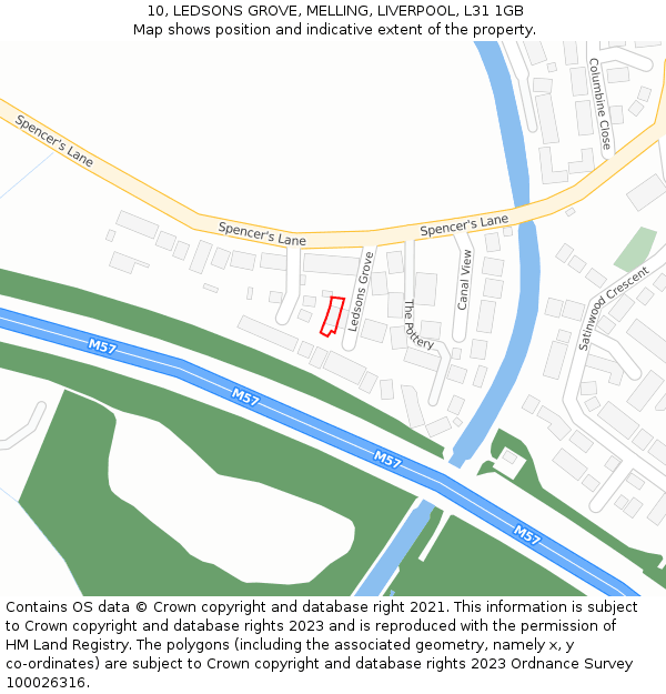10, LEDSONS GROVE, MELLING, LIVERPOOL, L31 1GB: Location map and indicative extent of plot