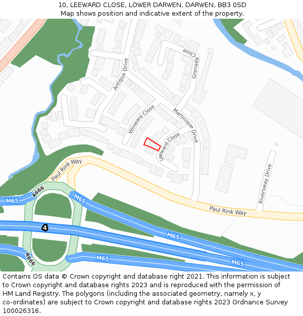 10, LEEWARD CLOSE, LOWER DARWEN, DARWEN, BB3 0SD: Location map and indicative extent of plot