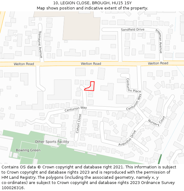 10, LEGION CLOSE, BROUGH, HU15 1SY: Location map and indicative extent of plot