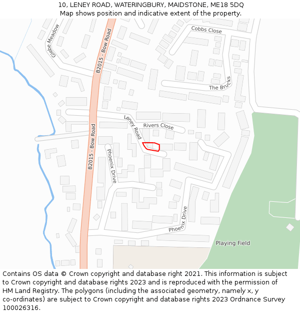 10, LENEY ROAD, WATERINGBURY, MAIDSTONE, ME18 5DQ: Location map and indicative extent of plot