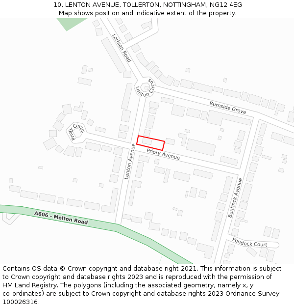 10, LENTON AVENUE, TOLLERTON, NOTTINGHAM, NG12 4EG: Location map and indicative extent of plot