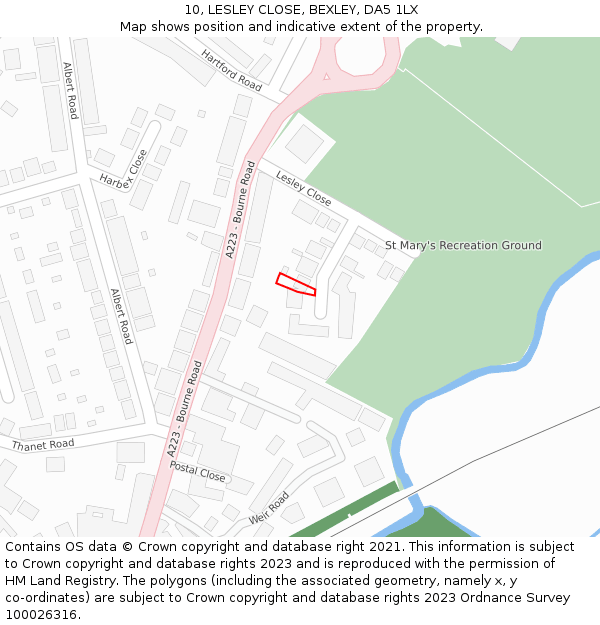 10, LESLEY CLOSE, BEXLEY, DA5 1LX: Location map and indicative extent of plot