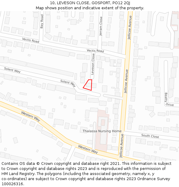 10, LEVESON CLOSE, GOSPORT, PO12 2QJ: Location map and indicative extent of plot