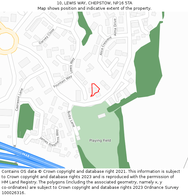 10, LEWIS WAY, CHEPSTOW, NP16 5TA: Location map and indicative extent of plot