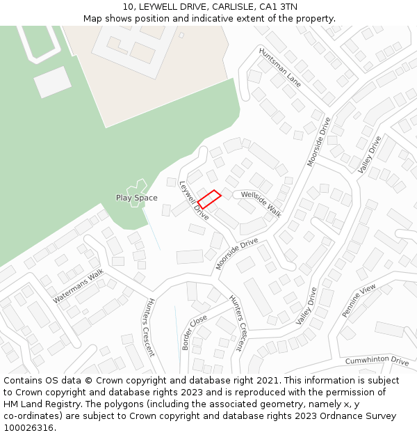 10, LEYWELL DRIVE, CARLISLE, CA1 3TN: Location map and indicative extent of plot