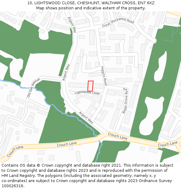 10, LIGHTSWOOD CLOSE, CHESHUNT, WALTHAM CROSS, EN7 6XZ: Location map and indicative extent of plot