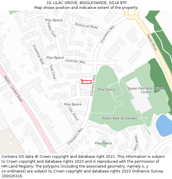 10, LILAC GROVE, BIGGLESWADE, SG18 8TP: Location map and indicative extent of plot