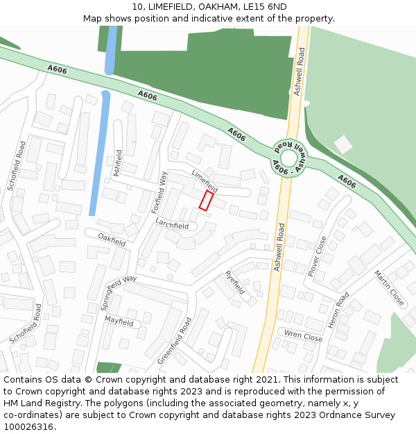 10, LIMEFIELD, OAKHAM, LE15 6ND: Location map and indicative extent of plot