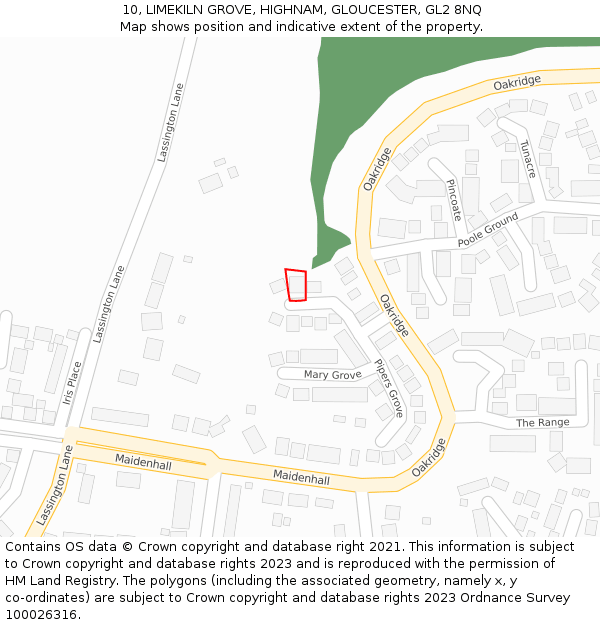 10, LIMEKILN GROVE, HIGHNAM, GLOUCESTER, GL2 8NQ: Location map and indicative extent of plot