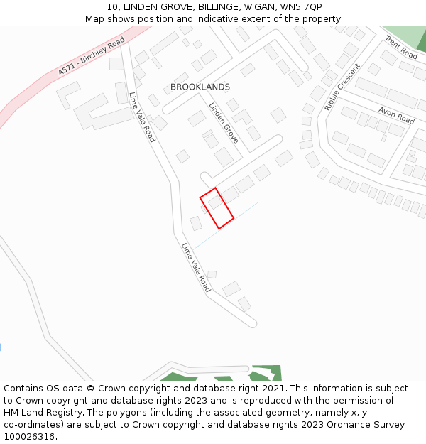 10, LINDEN GROVE, BILLINGE, WIGAN, WN5 7QP: Location map and indicative extent of plot