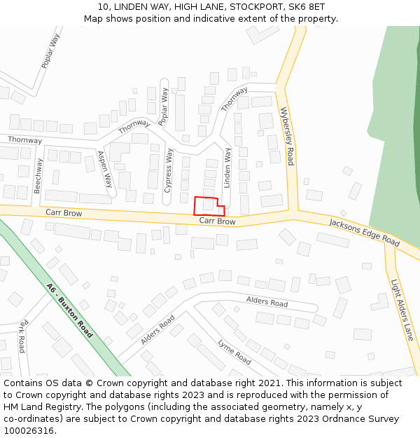 10, LINDEN WAY, HIGH LANE, STOCKPORT, SK6 8ET: Location map and indicative extent of plot