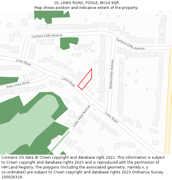 10, LINKS ROAD, POOLE, BH14 9QR: Location map and indicative extent of plot