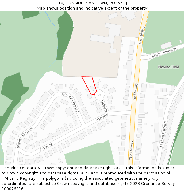 10, LINKSIDE, SANDOWN, PO36 9EJ: Location map and indicative extent of plot