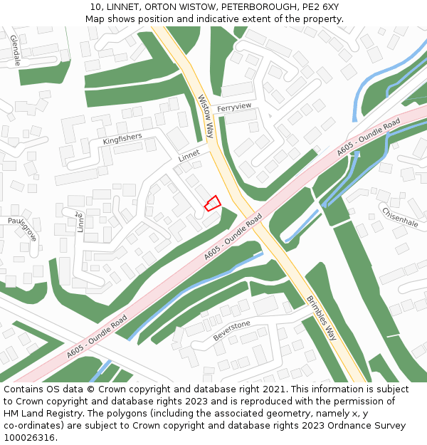 10, LINNET, ORTON WISTOW, PETERBOROUGH, PE2 6XY: Location map and indicative extent of plot