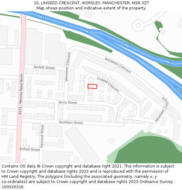 10, LINSEED CRESCENT, WORSLEY, MANCHESTER, M28 3ZT: Location map and indicative extent of plot