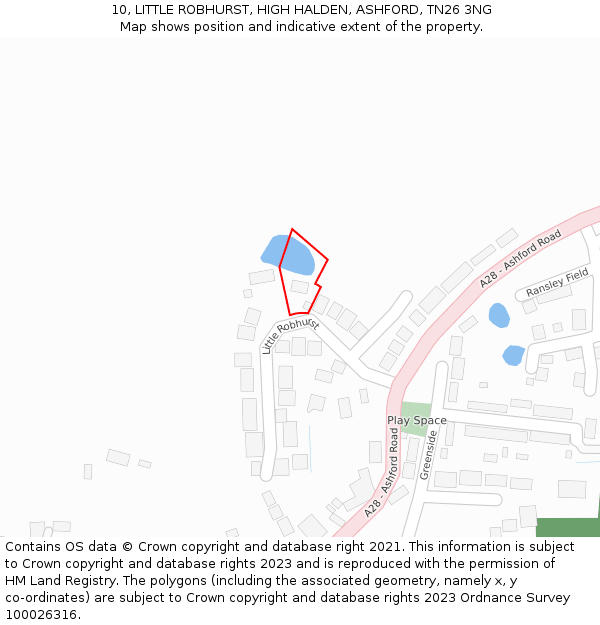 10, LITTLE ROBHURST, HIGH HALDEN, ASHFORD, TN26 3NG: Location map and indicative extent of plot
