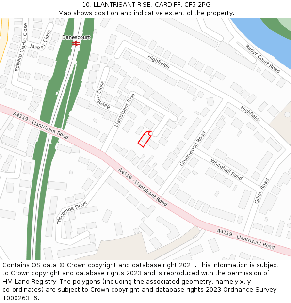 10, LLANTRISANT RISE, CARDIFF, CF5 2PG: Location map and indicative extent of plot