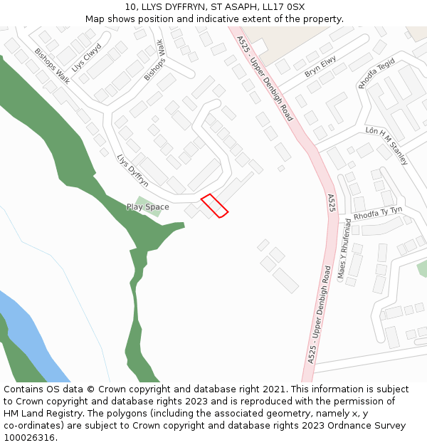 10, LLYS DYFFRYN, ST ASAPH, LL17 0SX: Location map and indicative extent of plot