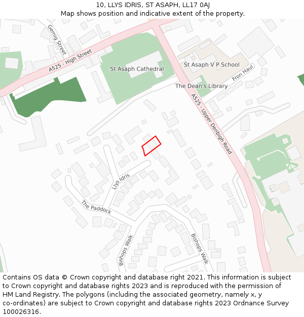 10, LLYS IDRIS, ST ASAPH, LL17 0AJ: Location map and indicative extent of plot