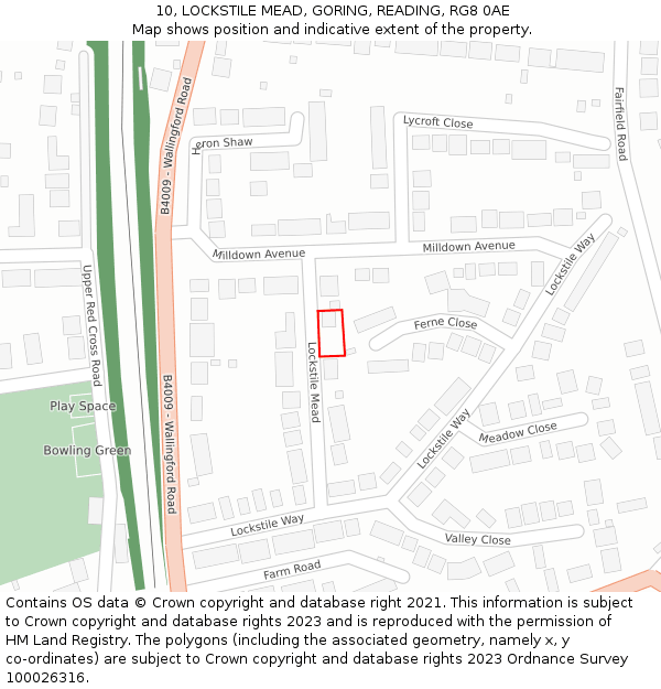 10, LOCKSTILE MEAD, GORING, READING, RG8 0AE: Location map and indicative extent of plot