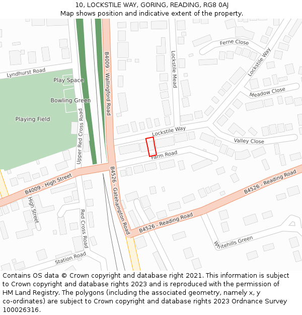 10, LOCKSTILE WAY, GORING, READING, RG8 0AJ: Location map and indicative extent of plot