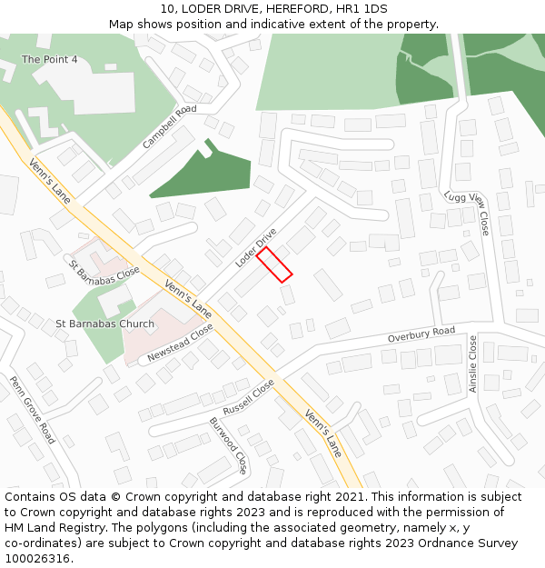 10, LODER DRIVE, HEREFORD, HR1 1DS: Location map and indicative extent of plot