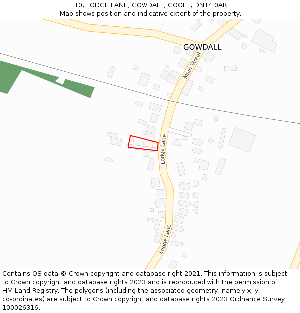 10, LODGE LANE, GOWDALL, GOOLE, DN14 0AR: Location map and indicative extent of plot