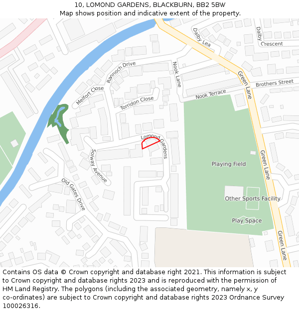 10, LOMOND GARDENS, BLACKBURN, BB2 5BW: Location map and indicative extent of plot