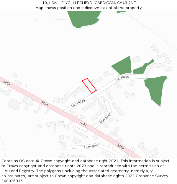 10, LON HELYG, LLECHRYD, CARDIGAN, SA43 2NE: Location map and indicative extent of plot