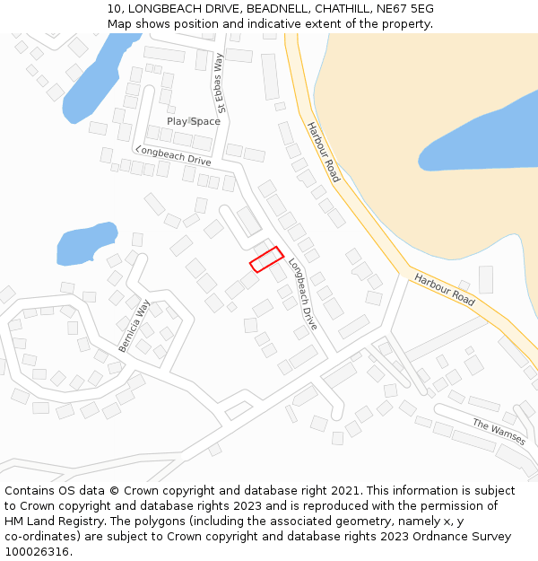 10, LONGBEACH DRIVE, BEADNELL, CHATHILL, NE67 5EG: Location map and indicative extent of plot