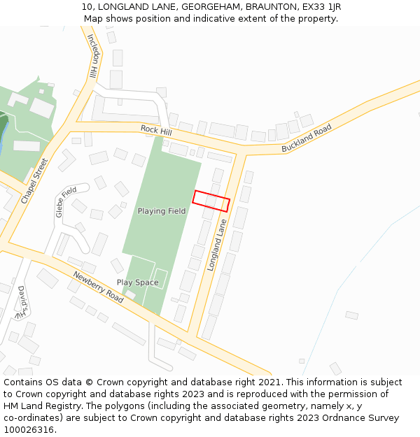 10, LONGLAND LANE, GEORGEHAM, BRAUNTON, EX33 1JR: Location map and indicative extent of plot