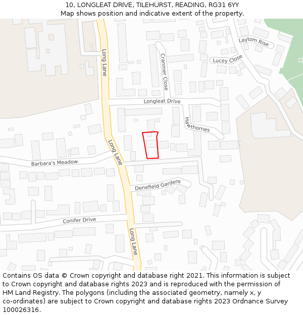 10, LONGLEAT DRIVE, TILEHURST, READING, RG31 6YY: Location map and indicative extent of plot
