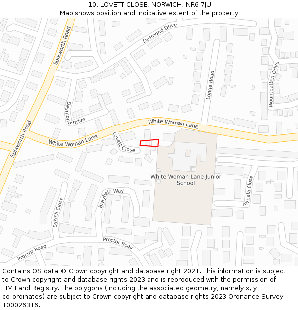 10, LOVETT CLOSE, NORWICH, NR6 7JU: Location map and indicative extent of plot