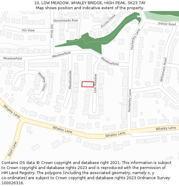 10, LOW MEADOW, WHALEY BRIDGE, HIGH PEAK, SK23 7AY: Location map and indicative extent of plot