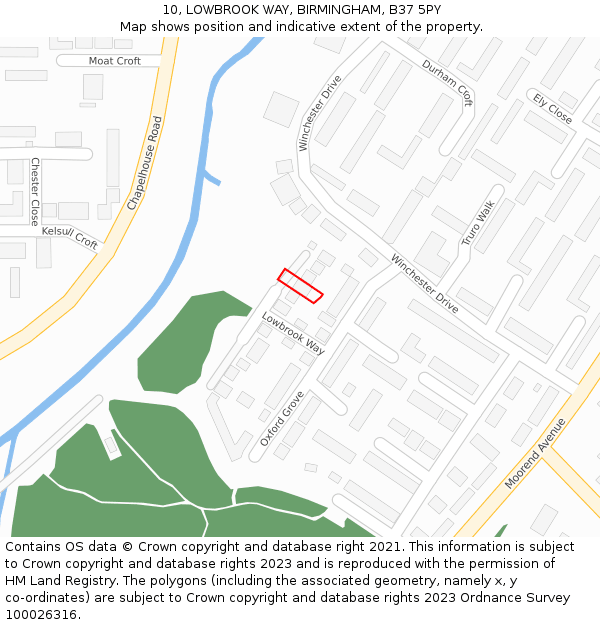 10, LOWBROOK WAY, BIRMINGHAM, B37 5PY: Location map and indicative extent of plot