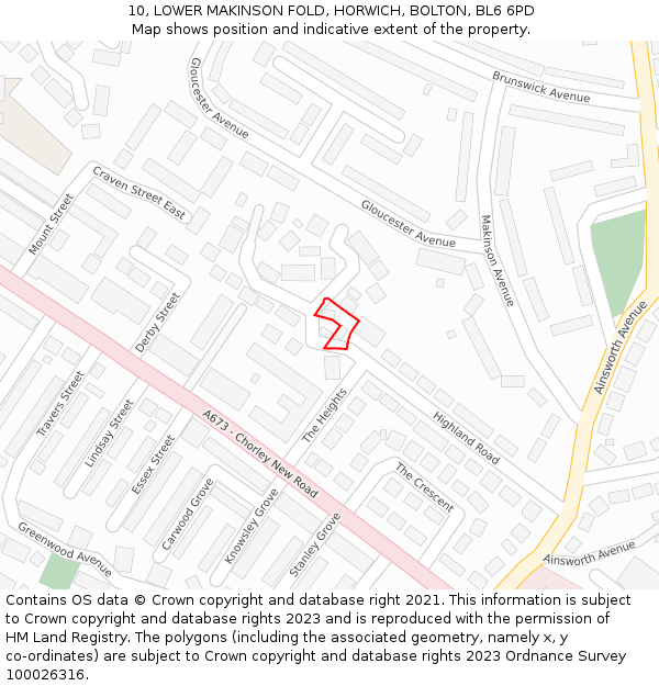 10, LOWER MAKINSON FOLD, HORWICH, BOLTON, BL6 6PD: Location map and indicative extent of plot