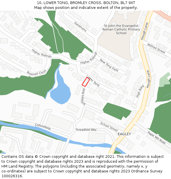 10, LOWER TONG, BROMLEY CROSS, BOLTON, BL7 9XT: Location map and indicative extent of plot
