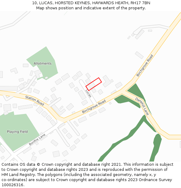 10, LUCAS, HORSTED KEYNES, HAYWARDS HEATH, RH17 7BN: Location map and indicative extent of plot