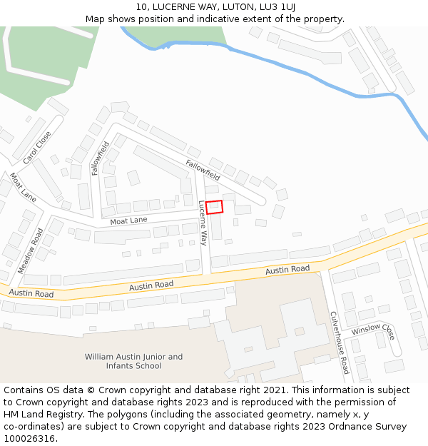 10, LUCERNE WAY, LUTON, LU3 1UJ: Location map and indicative extent of plot