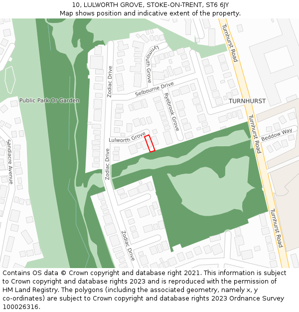 10, LULWORTH GROVE, STOKE-ON-TRENT, ST6 6JY: Location map and indicative extent of plot