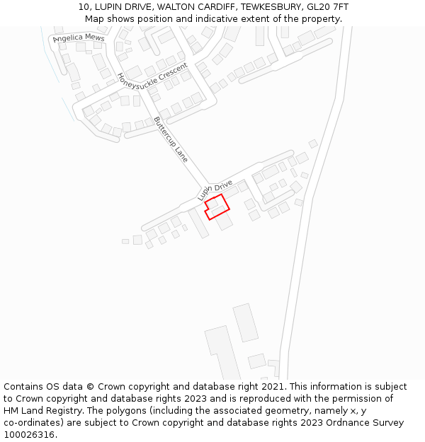 10, LUPIN DRIVE, WALTON CARDIFF, TEWKESBURY, GL20 7FT: Location map and indicative extent of plot